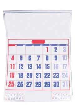 Wall calendar isolated on white background Stock Photos