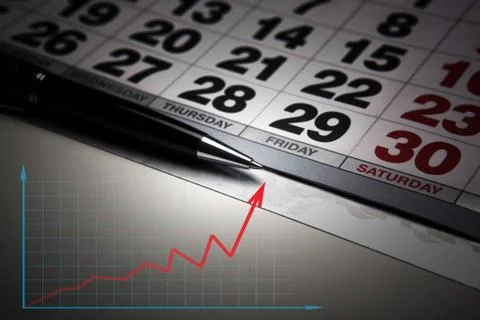 Wall calendar with pen closeup Illustrazione stock