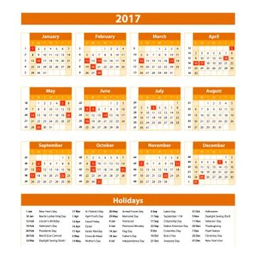 Wall Calendar Planner for 2017 Year. Vector Design Print Template with Plac.. Stock Illustration