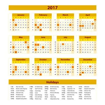 Wall Calendar Planner for 2017 Year. Vector Design Print Template with Plac.. Stock Illustration