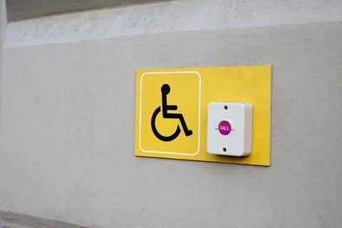 Wall with call button for people with disabilities. Concept for creating ac.. Stock Photos