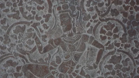 Wall carving of a female dancer reddish tone Stock Footage 226874084