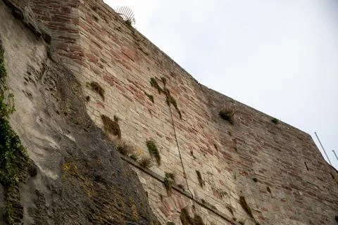 Wall of a castle mixed with moss, texture, castle Waldeck Stock Photos
