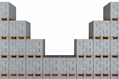 Wall of cinder blocks on pallets Stock Illustration