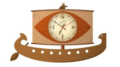 Wall clock, ancient egyptian galley style Stock Illustration