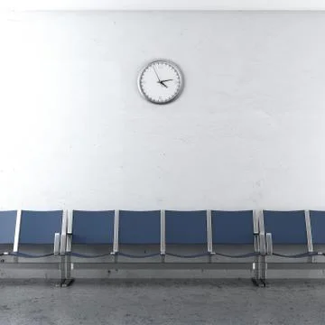 Wall clock and blue seats イラスト素材