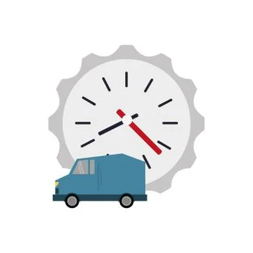 Wall clock and  truck van icon Stock Illustration