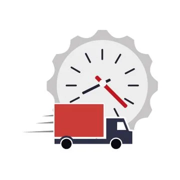 Wall clock and  truck van icon Stock Illustration