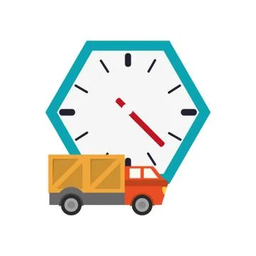 Wall clock and  truck van icon Stock Illustration