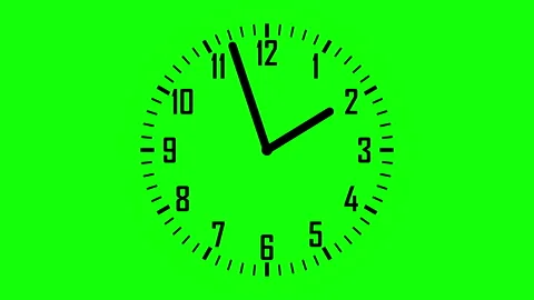 Wall clock animation. 12 hours timelapse loop on green screen. Stockbeeldmateriaal 245295403