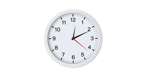 Wall clock animation isolated on white background Stock Footage 132735665