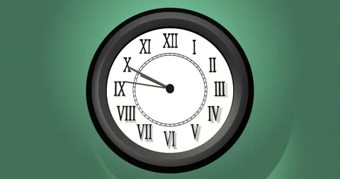 Wall Clock animation with ticking minute hand, last 20 minutes til 12 o'clock Stock Footage 168391047