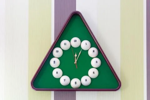 Wall clock in billiards style. Stock Photos