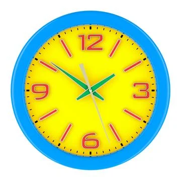 Wall clock closeup, front view. 3D rendering Stock Illustration