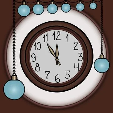 Wall Clock. Color vector illustration. Cartoon style. Stock Illustration