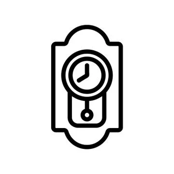 Wall clock device with pendulum icon vector outline illustration Stock Illustration
