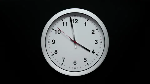 Wall Clock Face Of Time Of 4.00 Am Or Pm. 4k. ProRes. Timelapse. Stock Footage 196393113