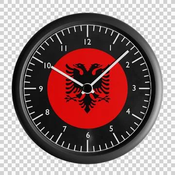 Wall clock with the flag of Albania Stock Illustration