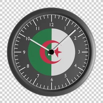 Wall clock with the flag of Algeria Stock Illustration