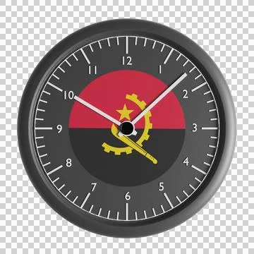 Wall clock with the flag of Angola Stock Illustration