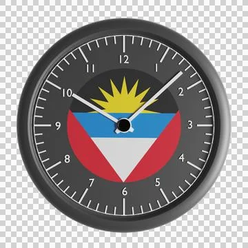 Wall clock with the flag of Antigua and Barbuda Stock Illustration