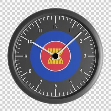 Wall clock with the flag of Association of Southeast Asian Nations Stock Illustration