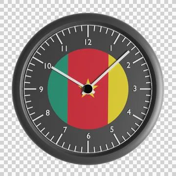 Wall clock with the flag of Cameroon Stock Illustration