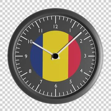 Wall clock with the flag of Chad Stock Illustration
