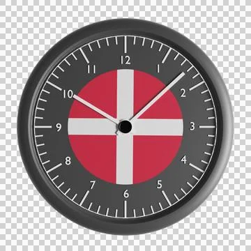 Wall clock with the flag of Denmark Stock Illustration