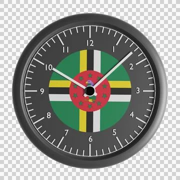 Wall clock with the flag of Dominica Stock Illustration