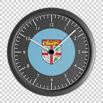 Wall clock with the flag of Fiji Stock Illustration