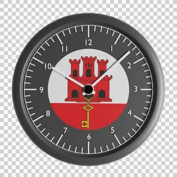 Wall clock with the flag of Gibraltar Stock Illustration