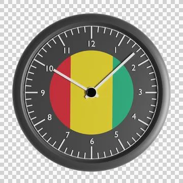 Wall clock with the flag of Guinea Stock Illustration