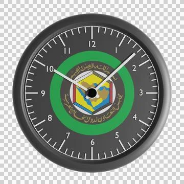 Wall clock with the flag of Gulf Cooperation Council Illustrazione stock