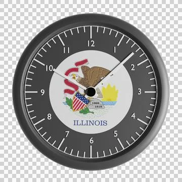 Wall clock with the flag of Illinois Stock Illustration