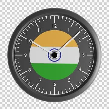 Wall clock with the flag of India Stock Illustration