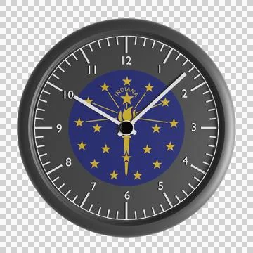 Wall clock with the flag of Indiana Stock Illustration