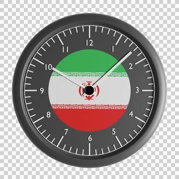 Wall clock with the flag of Iran 库存插图
