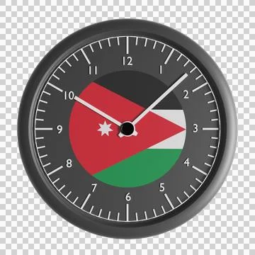Wall clock with the flag of Jordan Stock Illustration