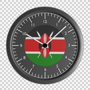 Wall clock with the flag of Kenya Stock Illustration