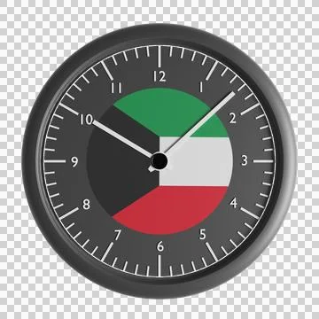 Wall clock with the flag of Kuwait Stock Illustration