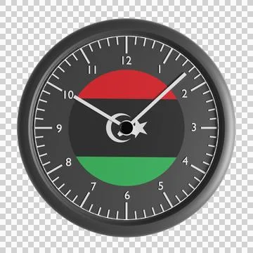 Wall clock with the flag of Libya Illustrazione stock