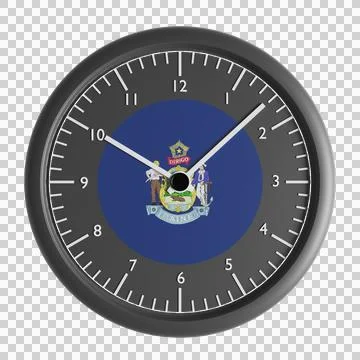 Wall clock with the flag of Maine Stock Illustration