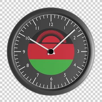 Wall clock with the flag of Malawi Stock Illustration
