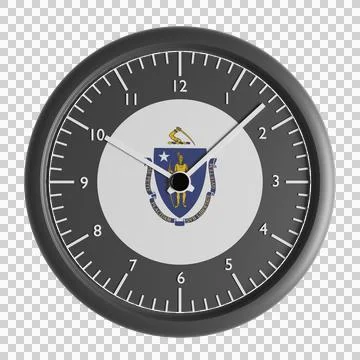 Wall clock with the flag of Massachusetts Illustrazione stock