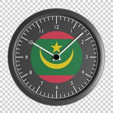 Wall clock with the flag of Mauritania Stock Illustration