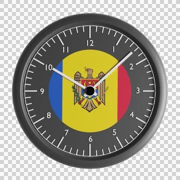 Wall clock with the flag of Moldova Illustrazione stock