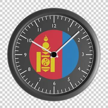 Wall clock with the flag of Mongolia Stock Illustration