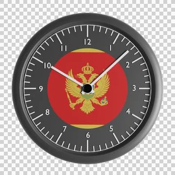 Wall clock with the flag of Montenegro Stock Illustration