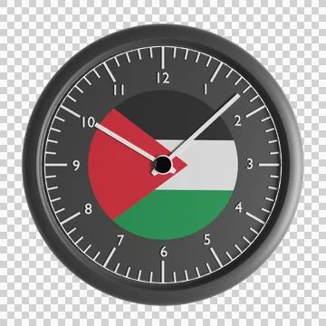 Wall clock with the flag of Palestine Stock Illustration